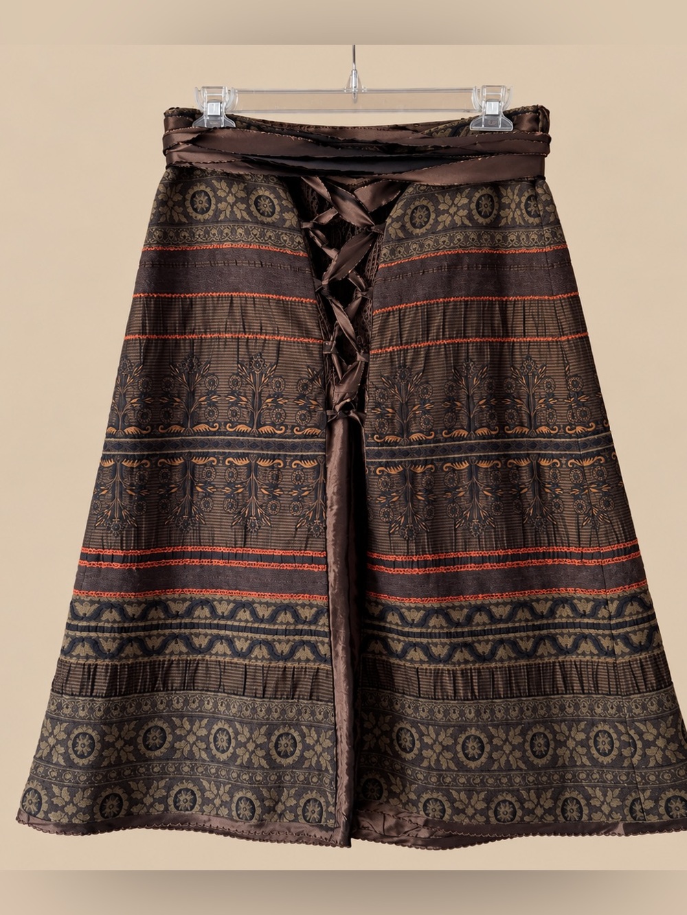 Boho Tapestry A Line Wool Blend Skirt M